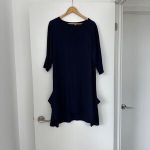 Eileen Fisher 100% Silk Navy Dress